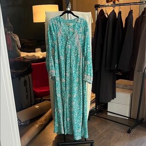 Natalie Martin Teal Floral Long Sleeve Dress